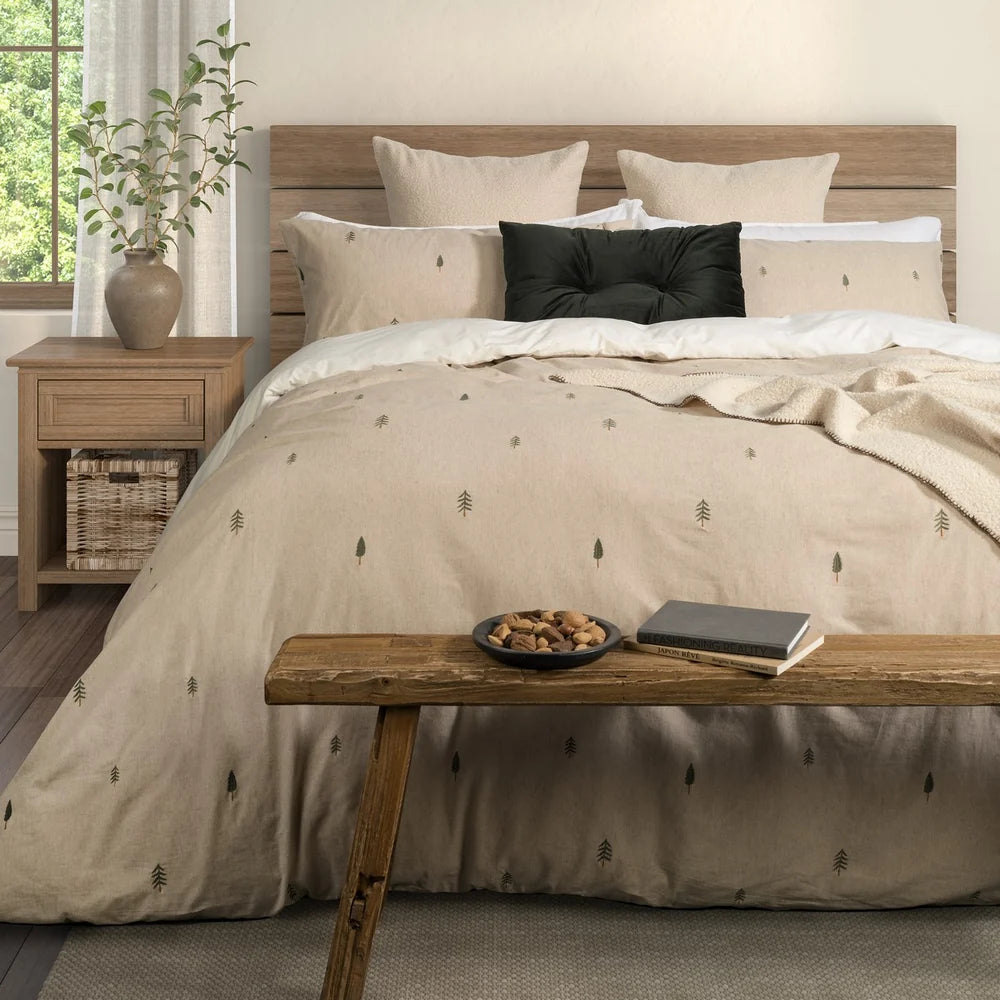 PAPOU DUVET COVER WITH FIR TREES - KING + 2 PILLOW SHAMS