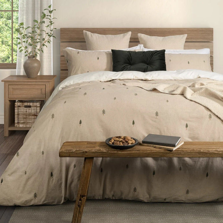 PAPOU DUVET COVER WITH FIR TREES - KING + 2 PILLOW SHAMS