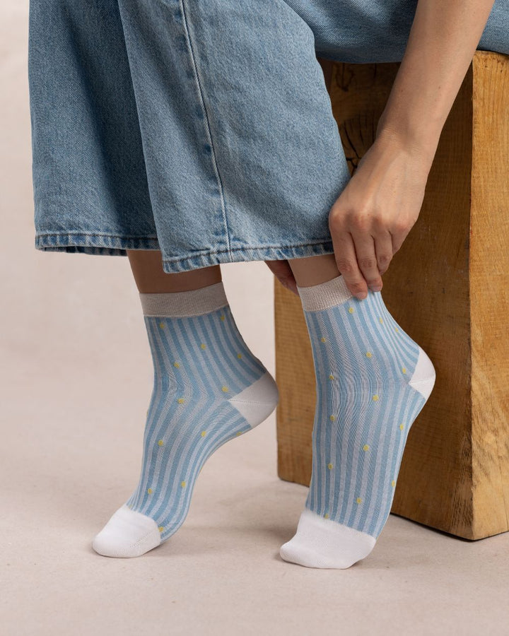 POLKA DOT SCOTTISH YARN ANKLE SOCKS "QUARTZ"