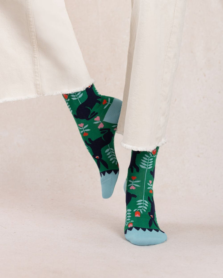 COTTON RABBIT SOCKS "GREEN"