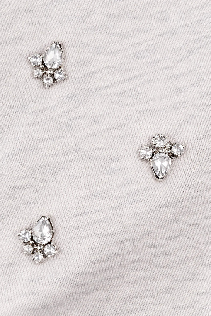 BLUE THREAD RACER BACK EMBELLISHED TANK TOP "LIGHT GREY MIX"