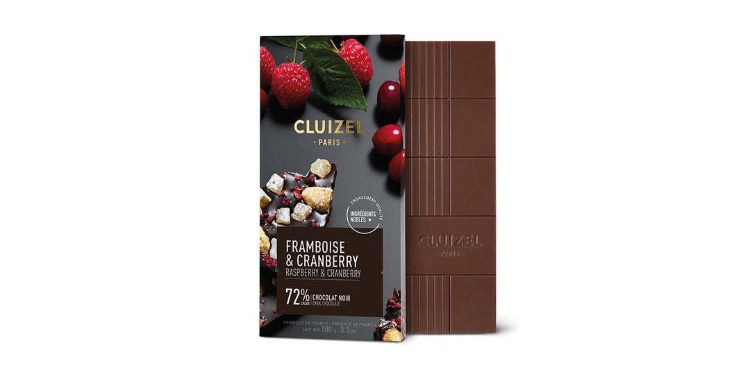 72% DARK CHOCOLATE WITH RASPBERRY & CRANBERRY 70G