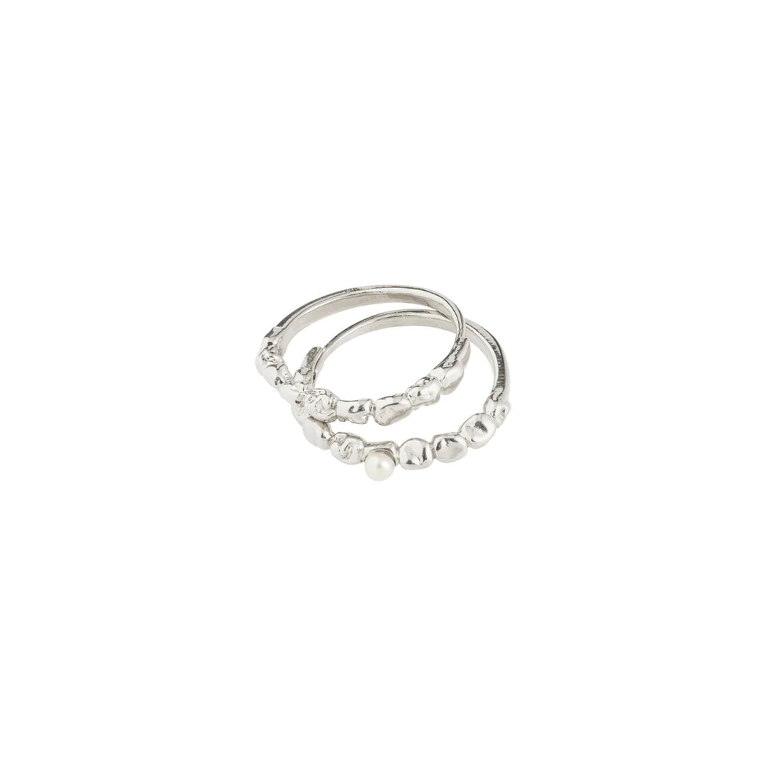 SHIFT RECYCLED PEARL 2-IN-1 RINGS "SILVER-PLATED"