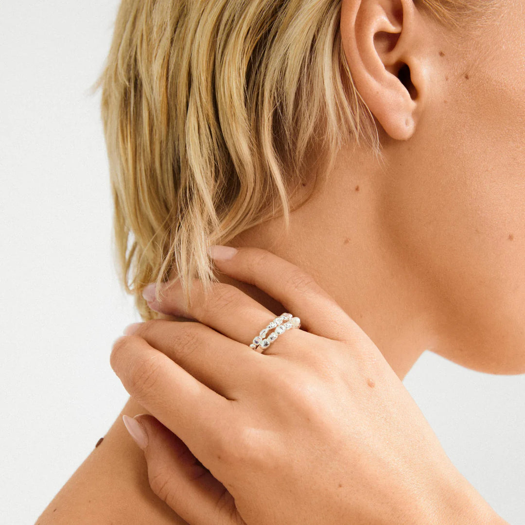 SHIFT RECYCLED PEARL 2-IN-1 RINGS "SILVER-PLATED"