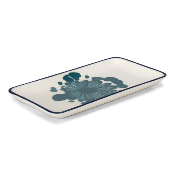 GREEN PETAL RECTANGULAR PLATE 22CM