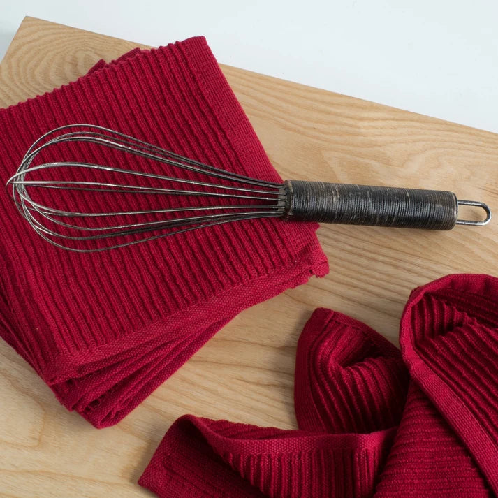RIPPLE CARMINE RED DISHCLOTHS - SET OF 2