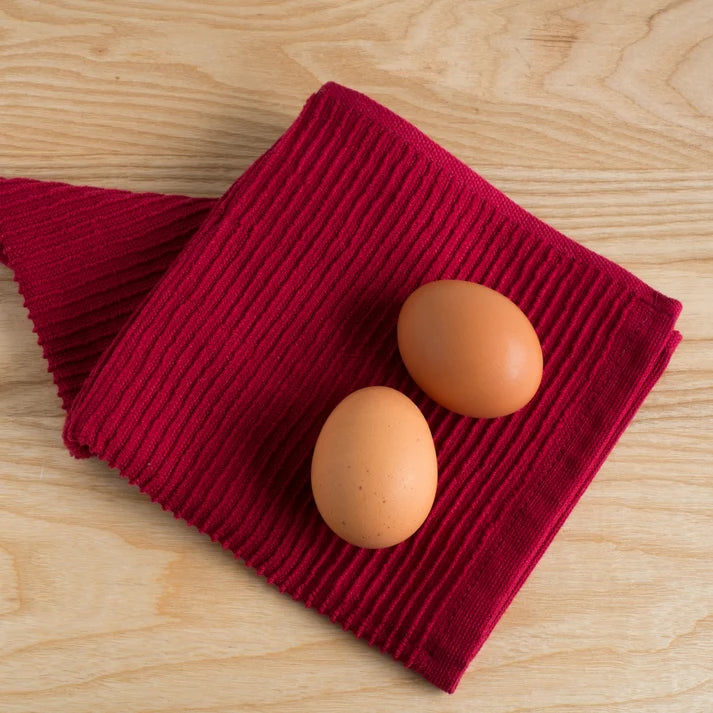 RIPPLE CARMINE RED DISHCLOTHS - SET OF 2