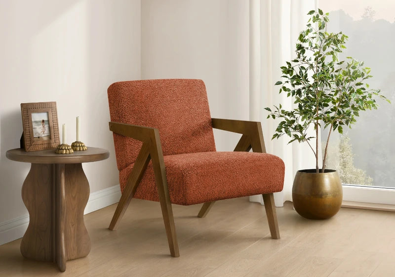 ACCENT CHAIR "BROWN WALNUT/RED"