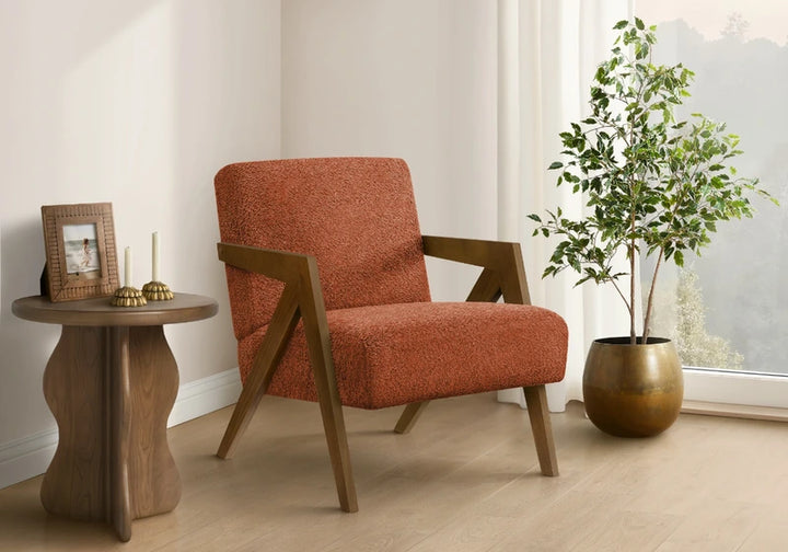 ACCENT CHAIR "BROWN WALNUT/RED"