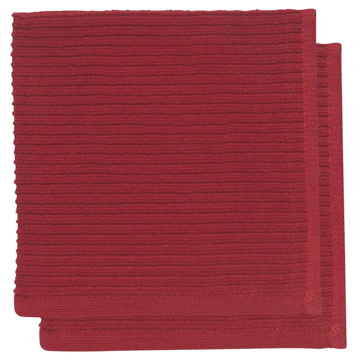 RIPPLE CARMINE RED DISHCLOTHS - SET OF 2