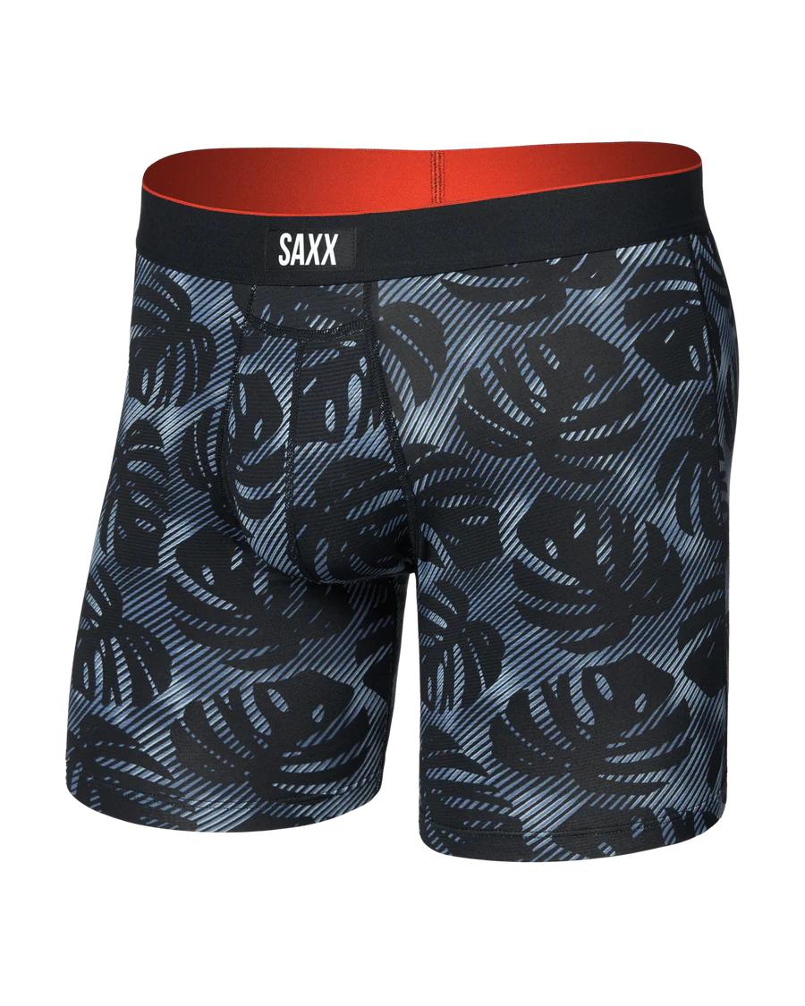 MULTI-SPORT MESH BOXER BRIEF 6" "REM TROPIC-BLACK"
