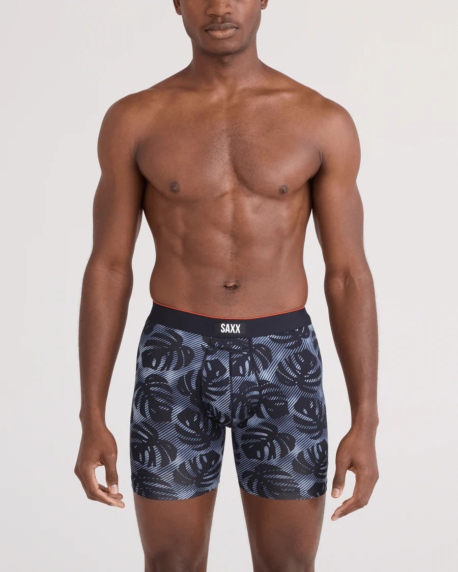 MULTI-SPORT MESH BOXER BRIEF 6" "REM TROPIC-BLACK"