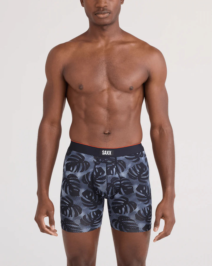 MULTI-SPORT MESH BOXER BRIEF 6" "REM TROPIC-BLACK"