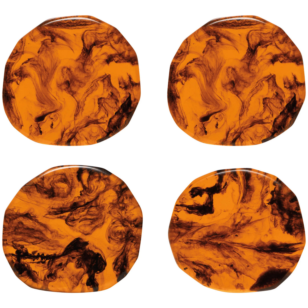 TORTOISE SHELL RESIN COASTERS - SET OF 4