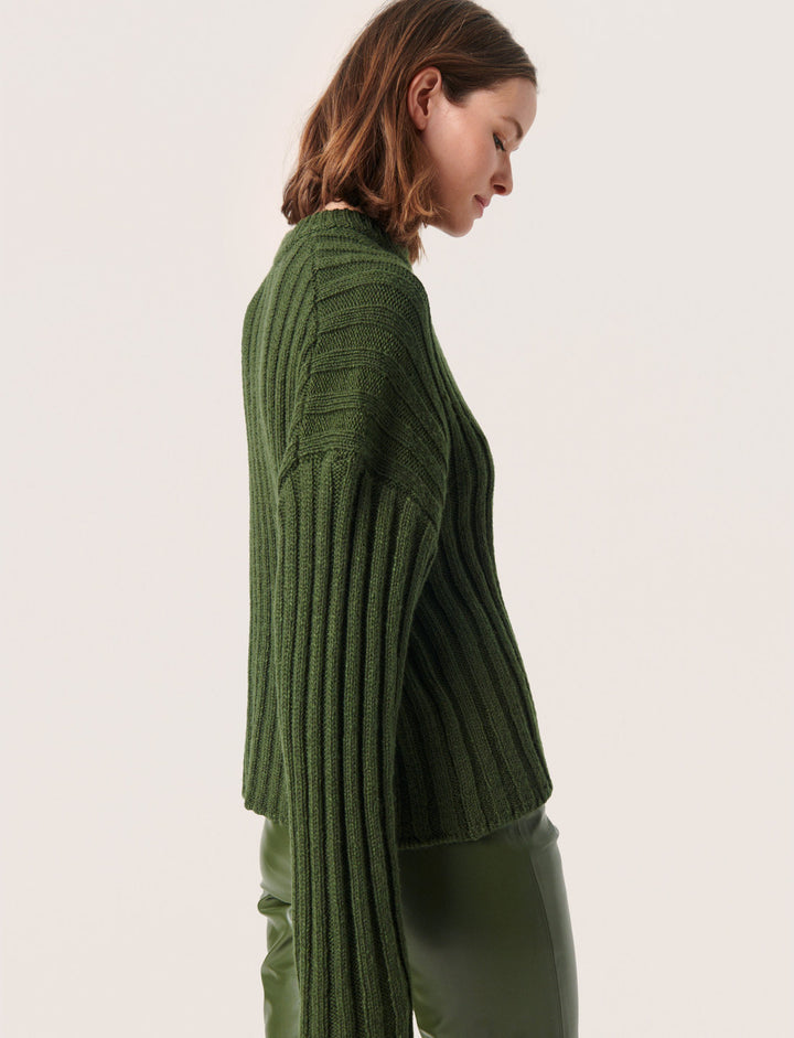 SLFRANNA RIB PULLOVER "KOMBU GREEN"