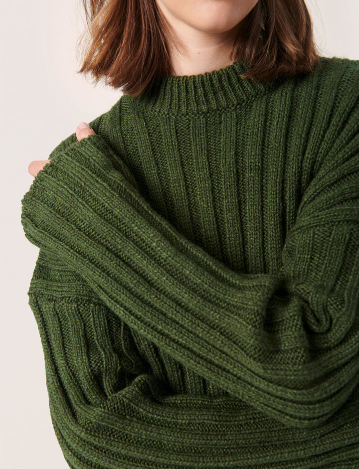 SLFRANNA RIB PULLOVER "KOMBU GREEN"