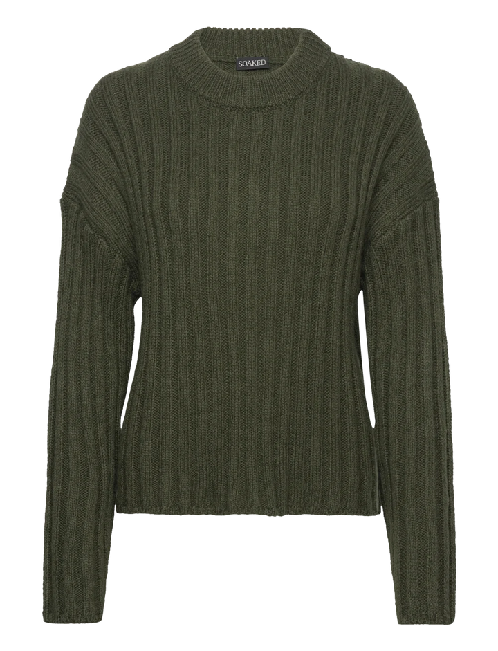 SLFRANNA RIB PULLOVER "KOMBU GREEN"