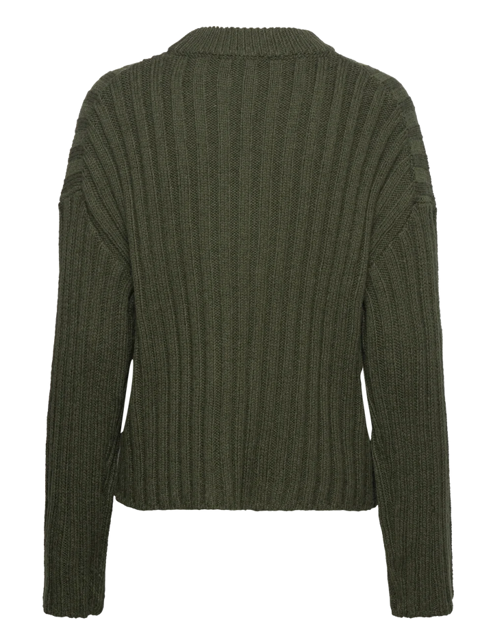 SLFRANNA RIB PULLOVER "KOMBU GREEN"