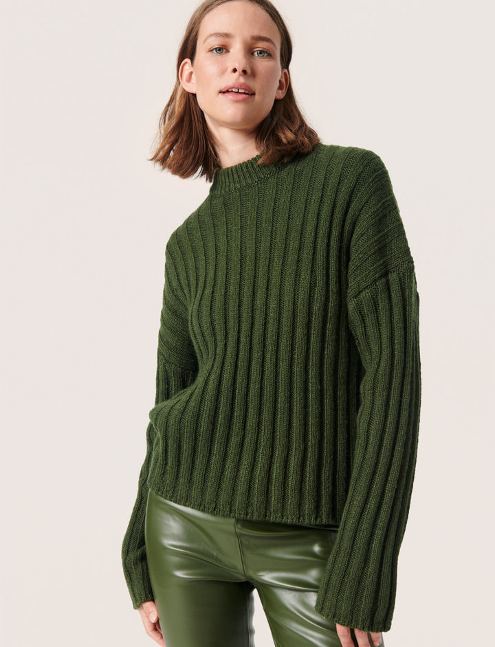 SLFRANNA RIB PULLOVER "KOMBU GREEN"