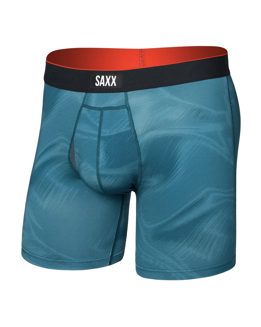 MULTI-SPORT MESH BOXER BRIEF 6" "PLATINUM CAMO-RICH TEAL"