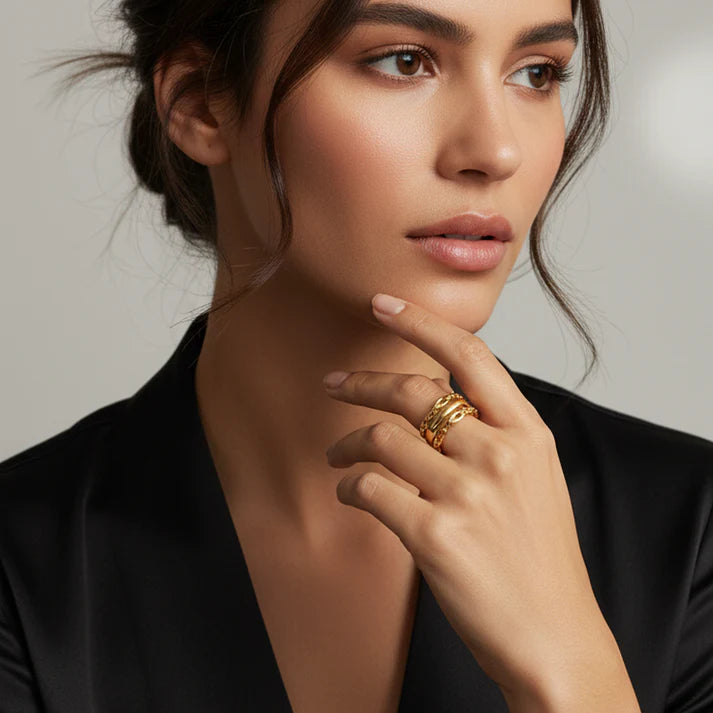 CHAIN BAND RING - GOLD, NO SIZE