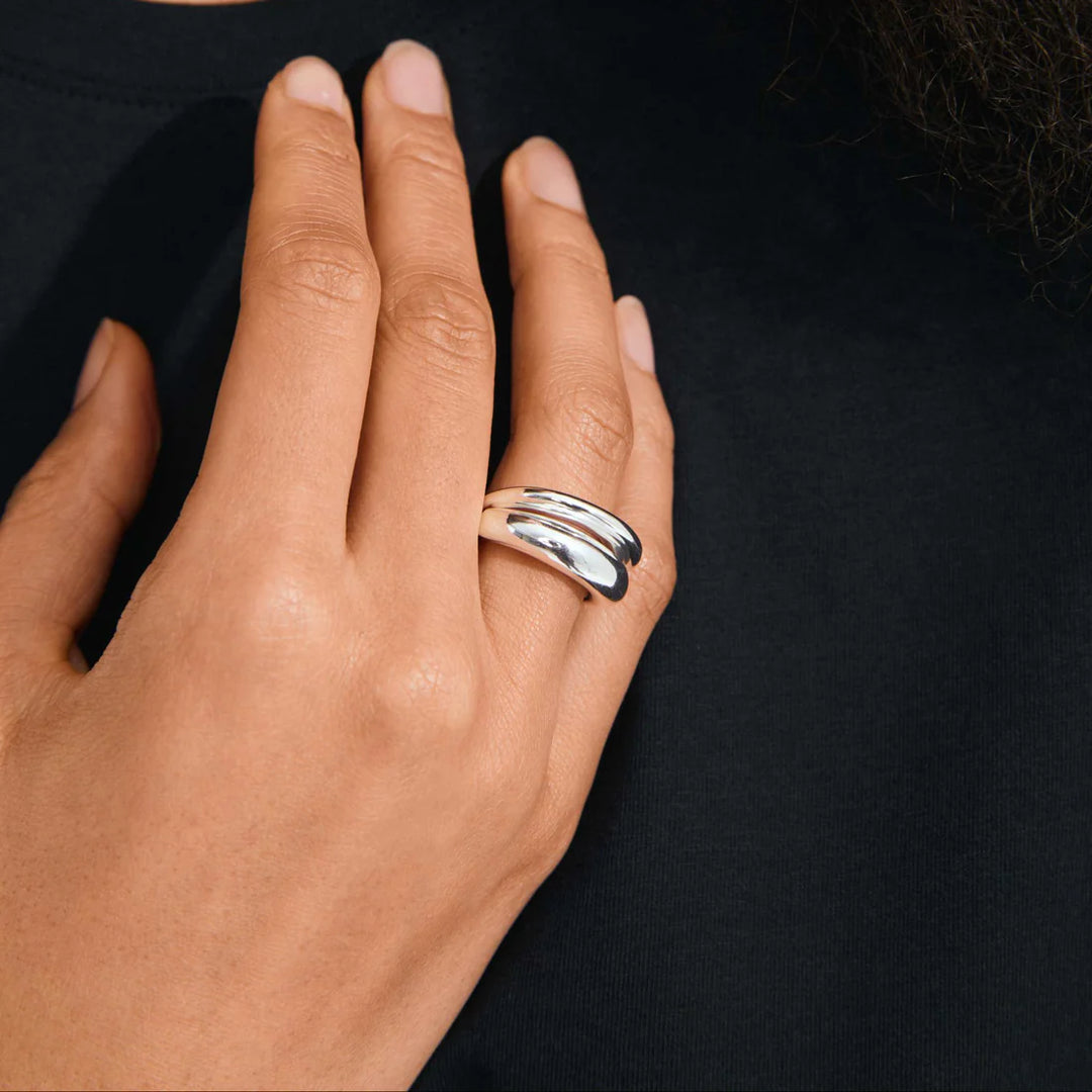 BAGUE KAISYN LOT 2-EN-1 PLAQUÉ ARGENT