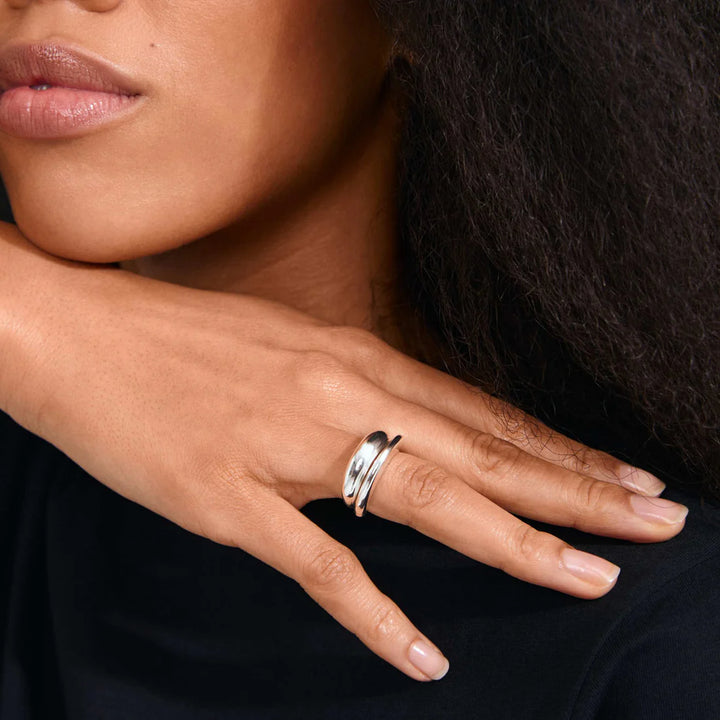 BAGUE KAISYN LOT 2-EN-1 PLAQUÉ ARGENT