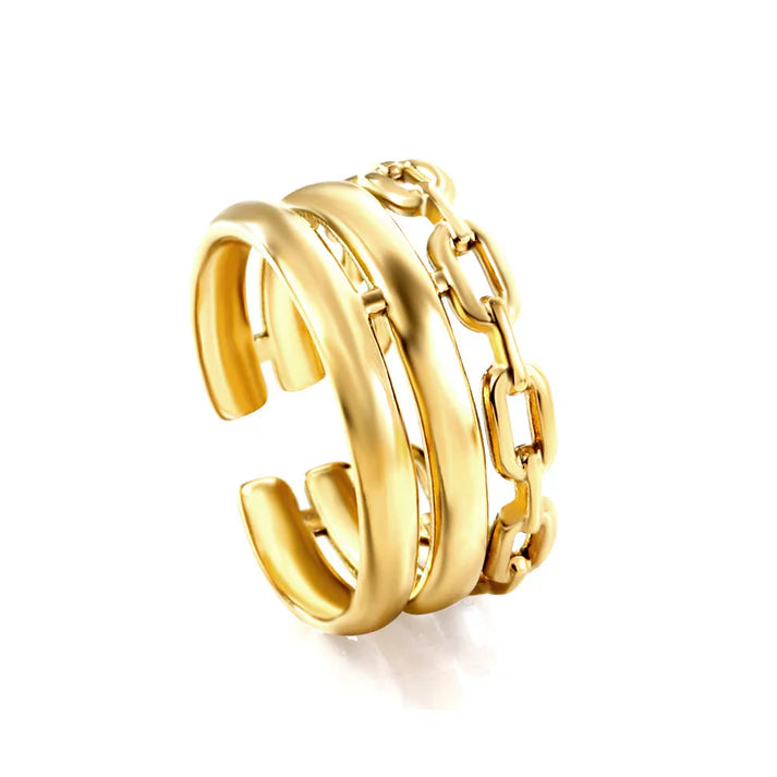 CHAIN BAND RING - GOLD, NO SIZE