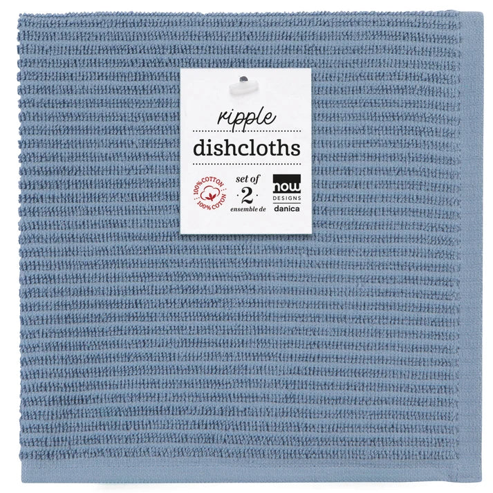 SLATE BLUE RIPPLE DISHCLOTHS - SET OF 2