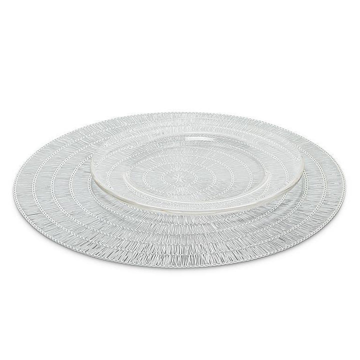 ROUND BASKETWEAVE PLACEMAT - SILVER 15''D