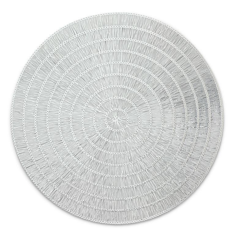 ROUND BASKETWEAVE PLACEMAT - SILVER 15''D