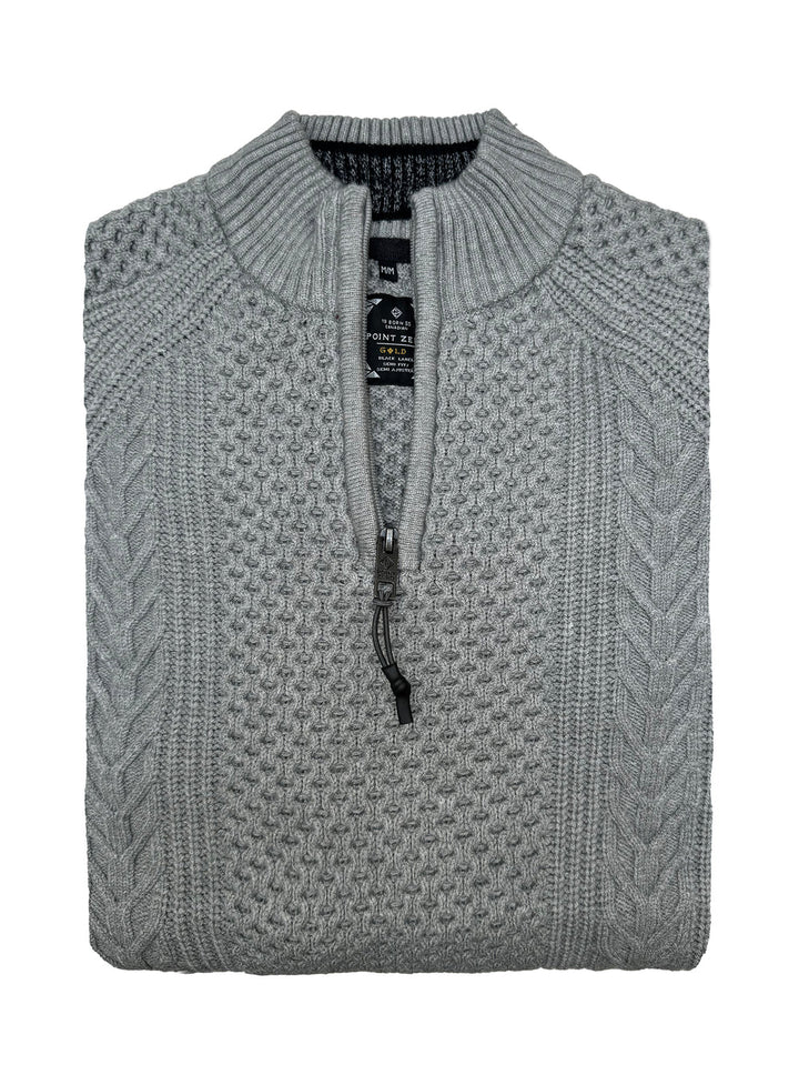 RUDI MOCK ZIP CASHMERE-LIKE SWEATER - GREY MIX