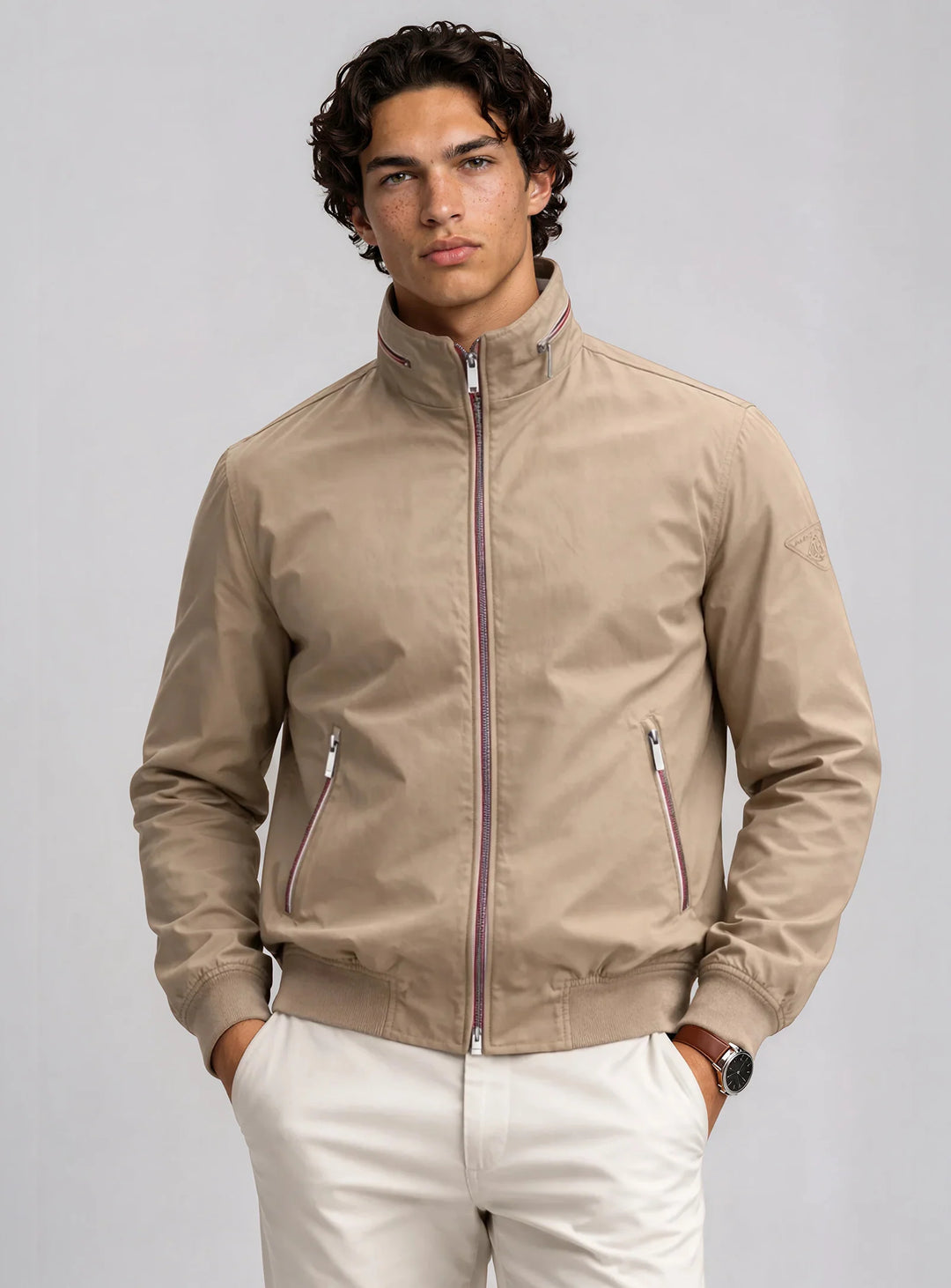 STONEHILL - BOMBER JACKET WITH HIDDEN HOOD "SAFARI"