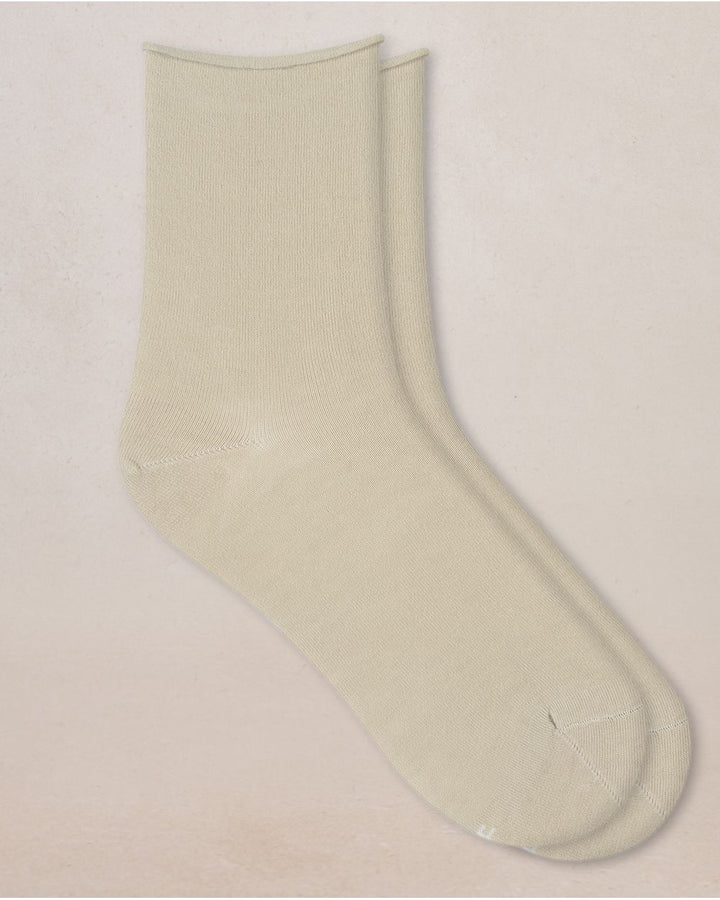 VELVETY COTTON SHORT SOCKS WITH ROLLED CUFFS "SAHARA"