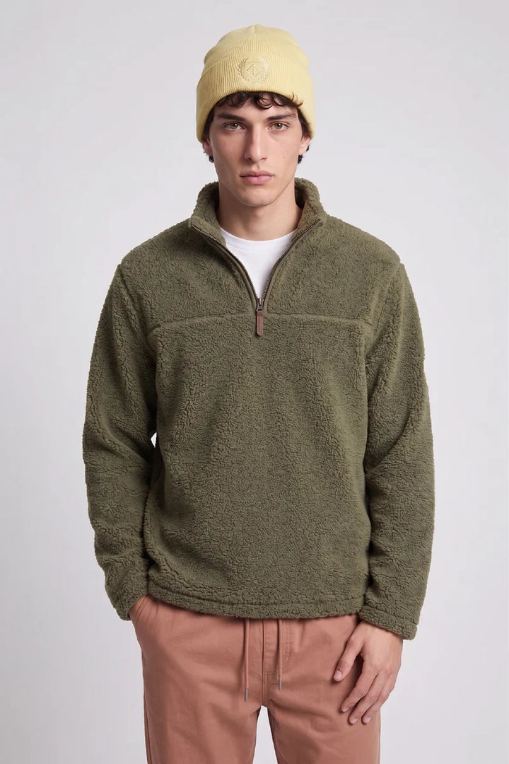 WELLAND - SHERPA BONDED FLEECE 1/2-ZIP TRACK JACKET "SAP"
