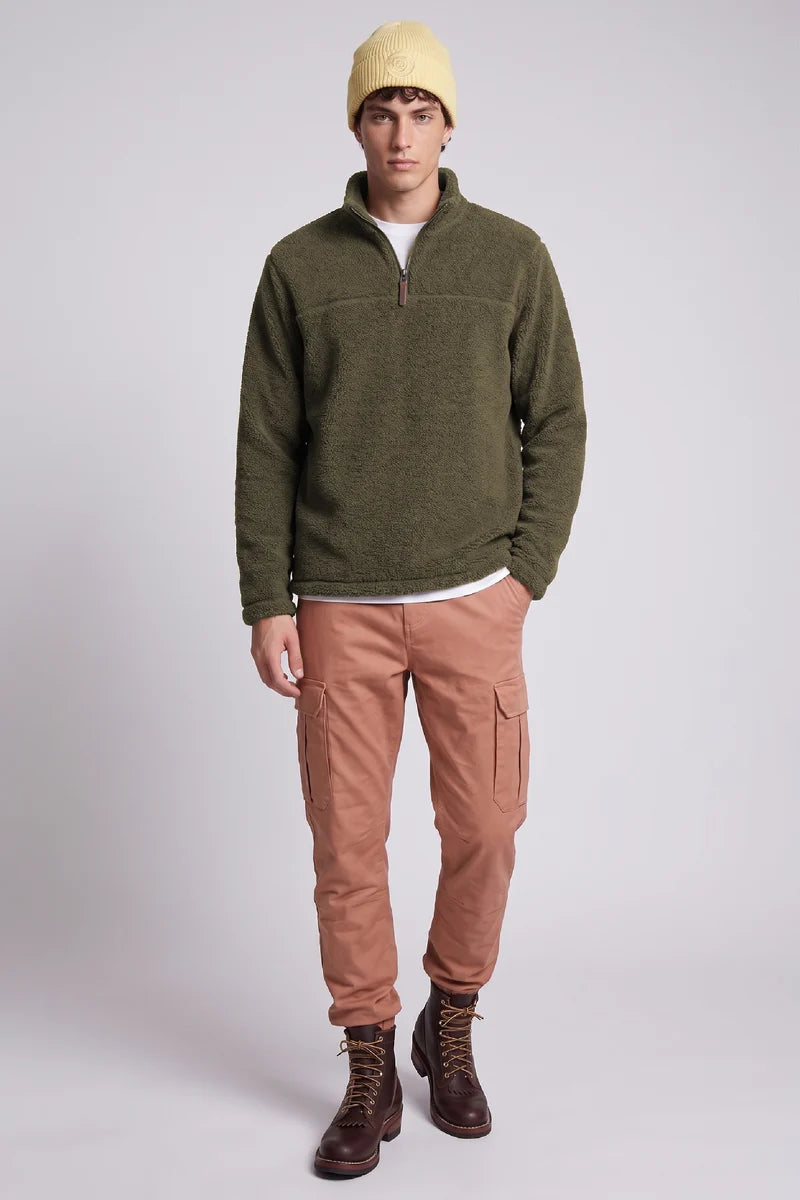 WELLAND - SHERPA BONDED FLEECE 1/2-ZIP TRACK JACKET "SAP"