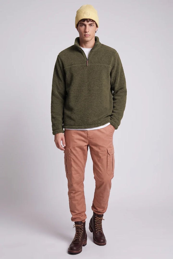 WELLAND - SHERPA BONDED FLEECE 1/2-ZIP TRACK JACKET "SAP"