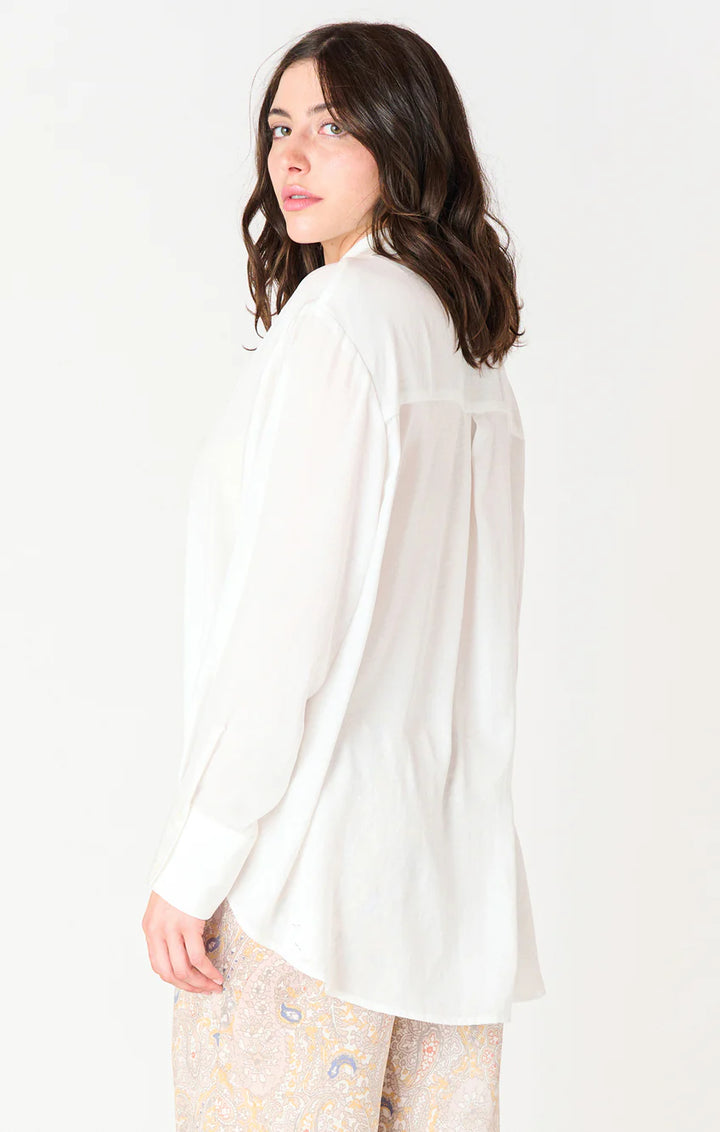 LS FLOWY SATIN BLOUSE "WHITE"