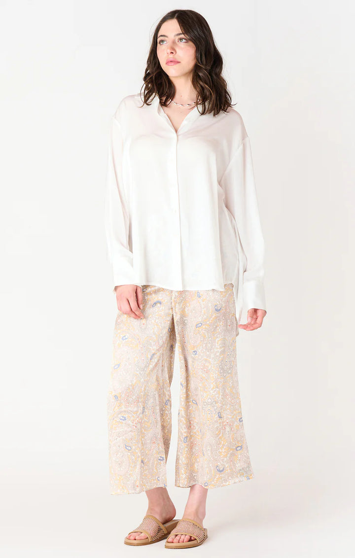 LS FLOWY SATIN BLOUSE "WHITE"