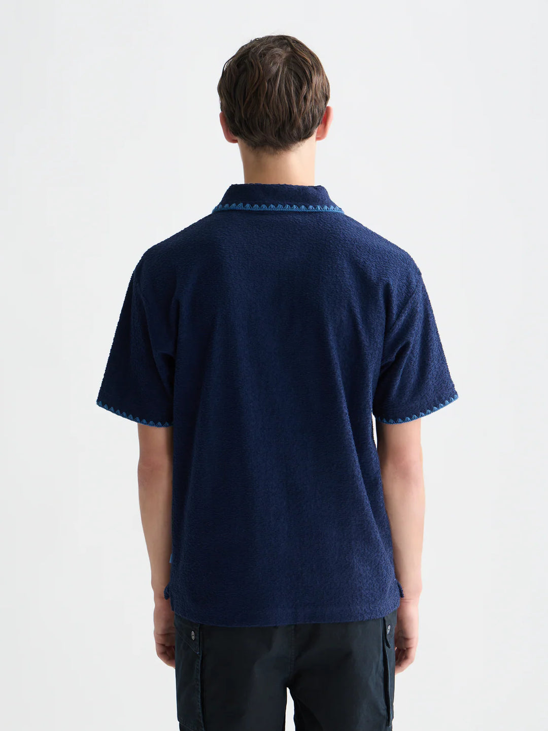 RELAXED JACQUARD TOWELING POLO "PAGEANT BLUE"