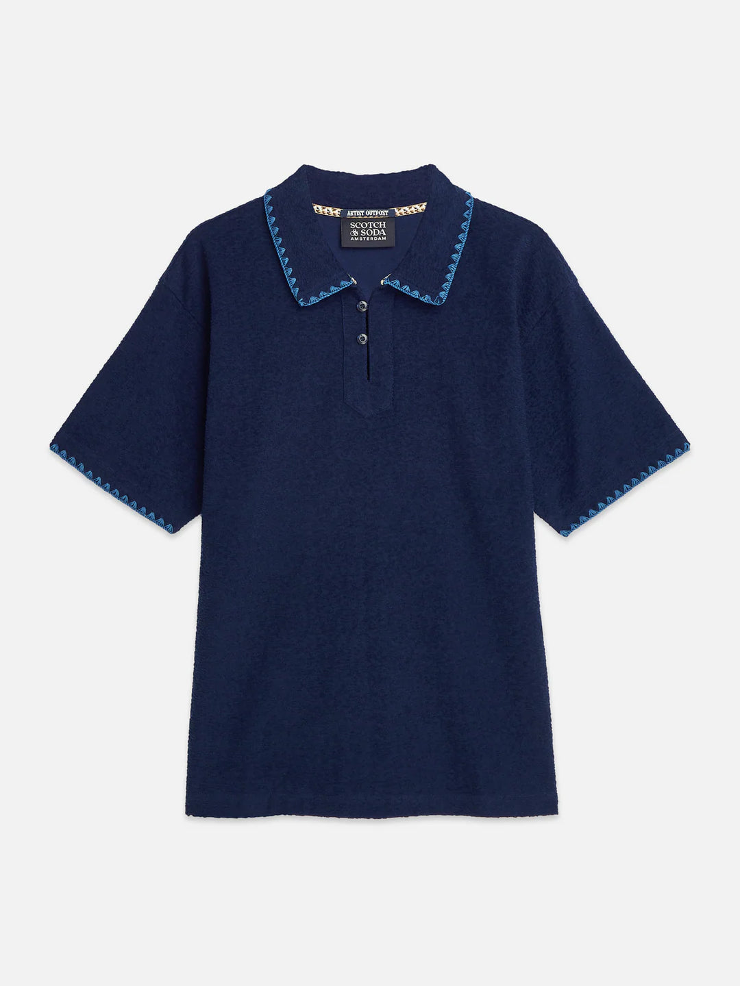 RELAXED JACQUARD TOWELING POLO "PAGEANT BLUE"