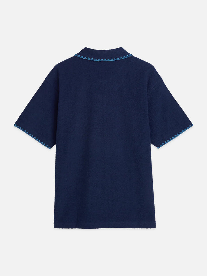 RELAXED JACQUARD TOWELING POLO "PAGEANT BLUE"