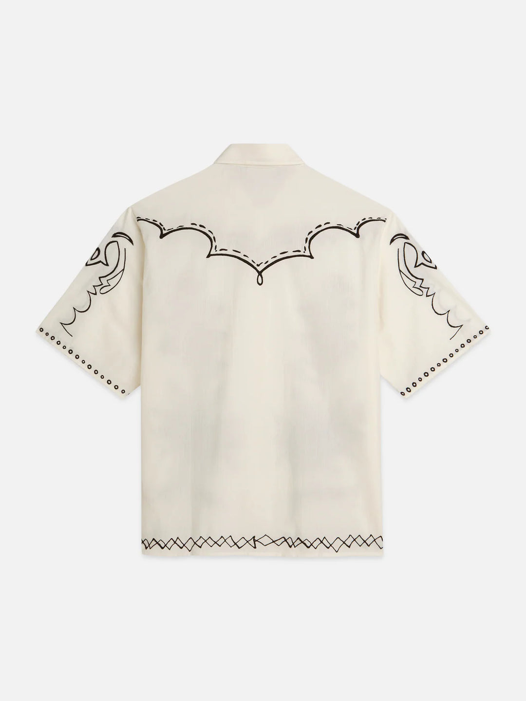 EMBROIDERED SEERSUCKER RELAXED SHORT SLEEVE SHIRT "EGGNOG"