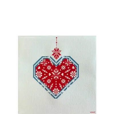EMBROIDERED HEART COCKTAIL NAPKIN