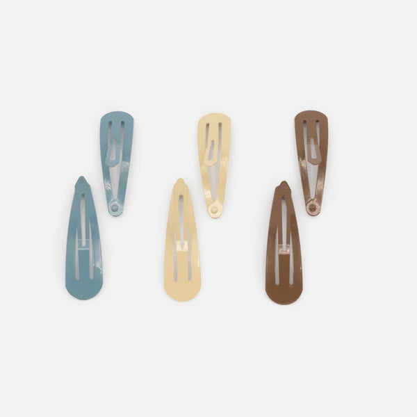 BROWN, IVORY &amp; LIGHT BLUE CLIPS - SET OF 2 EACH