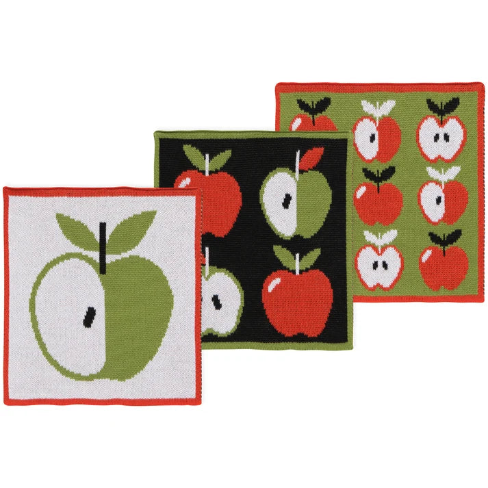 APPLE A DAY KNIT DISHCLOTH - SET OF 3