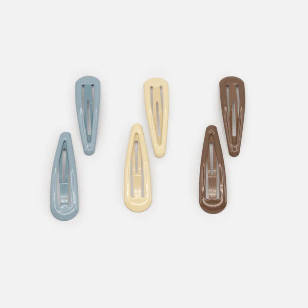 BROWN, IVORY &amp; LIGHT BLUE CLIPS - SET OF 2 EACH