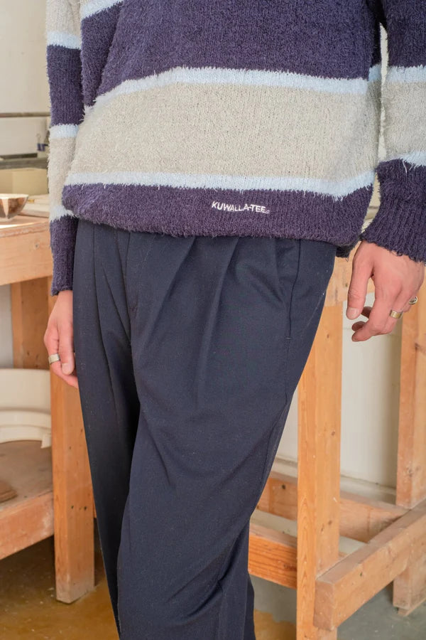 FW25 SHAGGY KNIT CREW "NAVY STRIPE"