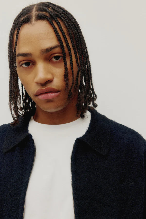 SHAGGY FULL ZIP POLO "BLACK"