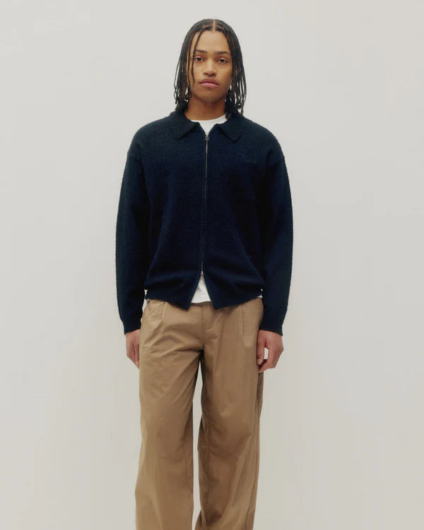 SHAGGY FULL ZIP POLO "BLACK"